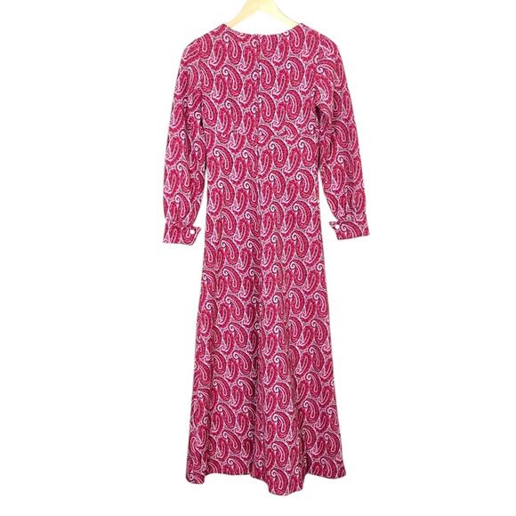 Vintage 70s Handmade Paisley Long Sleeve Knit Bohemian Mod Maxi Dress XS - Picture 2 of 7